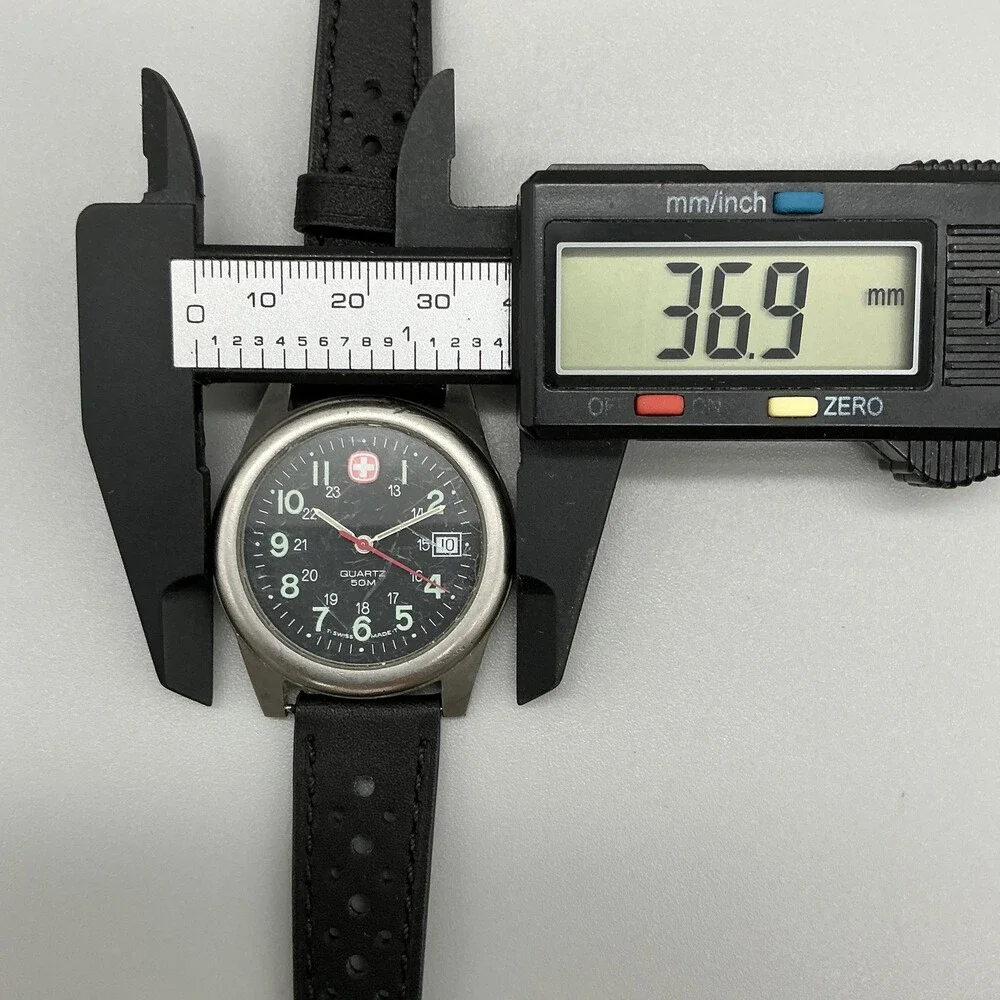 Vintage Wenger Marlboro Unlimited Men Watch 37mm Black Dial Leather New Battery